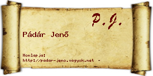 Pádár Jenő névjegykártya